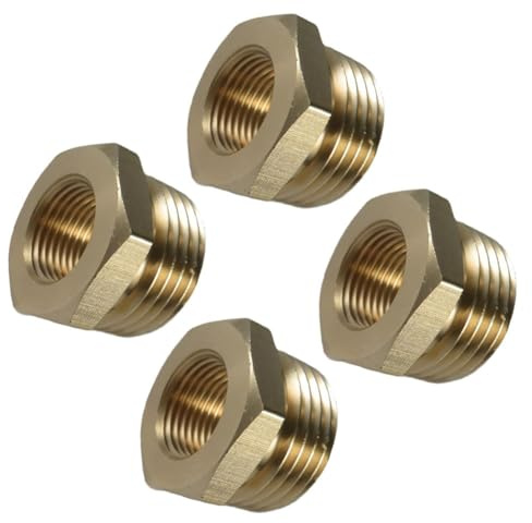 Adaptador reductor de manguera de jardín de latón, macho GHT de 3/4 pulgadas a hembra NPT de 3/8 pulgadas para sistemas de fontanería y riego, paquete de 4
