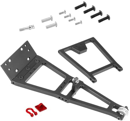 ICDKOYK Kit de construcción de vehículo RC con Remolque camión a Escala 1/10, con componentes Aluminio fáciles Instalar, cabrestante RC, grúa Remolque camión con Doble Soporte y Brazo, Negro
