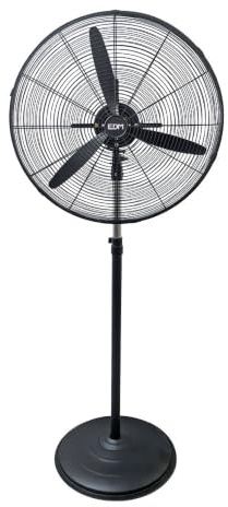 EDM Ventilador Industrial de Pie 150 W Negro Ø60 cm | 3 Velocidades, Altura Regulable, Base Circular Estable, Rejilla Metálica, Uso Industrial