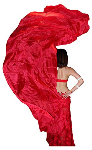 Winged Sirenny Tanzseidenschleier aus 100% Seide (270x110 cm), Unifarben Bauchtanzschal mit Handgerollten Kanten, Leicht & Elegant für Tanzshows, Bühnenauftritte & Fotoshootings, rot