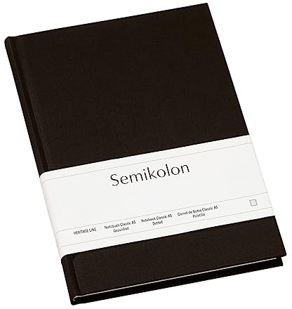 Semikolon 356168 Notizbuch Classic A5 dotted - 176 Seiten, cremeweißes Papier - Lesezeichen - black schwarz