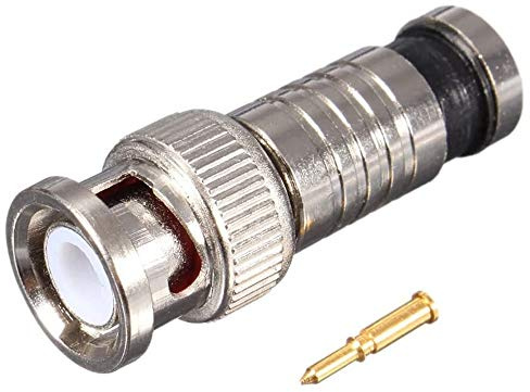 Viewi 50-Pack BNC Compression Coaxial RG59 Aerial & Satellite Cable Male Connector Crimp Plugs for Indoor/Outdoor CCTV Security Camera Installation