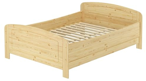 Erst-Holz®Seniorenbett Doppelbett Hohe Sitzkante Kiefer Natur Rollrost