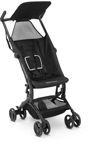 The Clutch Stroller by Delta Children - Lightweight Compact Folding Stroller - Fits Airplane Overhead Storage - Black
