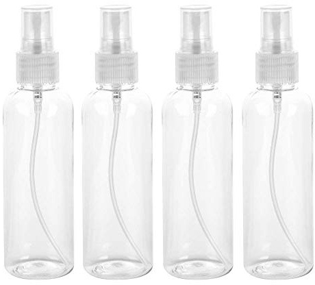 Deror 4PCS 100ml Spray Bottle Portable Refillable Durable Fine Mist Sprayer Bottles Liquid Dispensers Empty Plastic Transparent Makeup Travel Small Container Atomiser