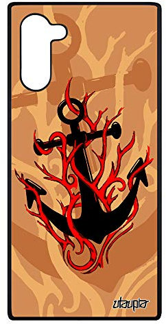 Coque pour Samsung Note 10 Silicone Ancre Gel Original Beige Metal mer Portable Old School de Bateau Vintage Mobile Telephone feu Galaxy