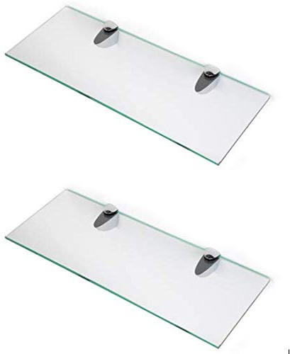 BSM Marketing 6 mm dicke Ablagen aus gehärtetem Glas mit großer Chromoberfläche für Regalböden von 600 mm, 500 mm und 400 mm (2, 400 mm x 150 mm)