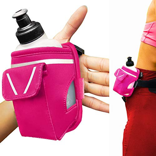 2-in-1 Laufspaß-Handheld-Wasserflasche und Gürtel-Add-On – Gurt zur Hand oder zum Aufschieben am Gürtel – wasserdichte Tasche für Geld, Schlüssel, Ausweis – maximieren Sie Ihre Zeit, Freiheit und