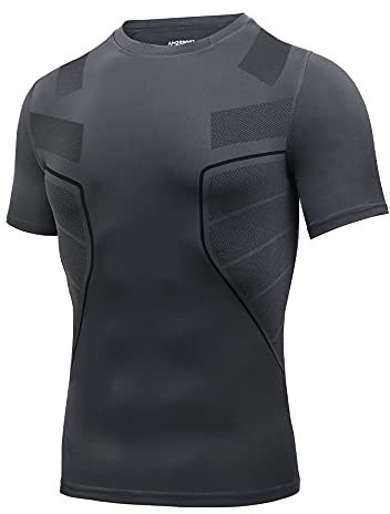 AMZSPORT Herr kompressionströja kortärmad funktionströja snabbtorkande baselayer löpartröja