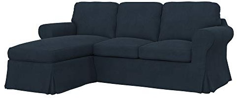Soferia Sofabezug Kompatibel Mit EKTORP 2er-Sofa Sofaüberzug Sofaüberwurf Sofaschoner Cover Einfache Reinigung Allergiefrei Wasserabweisend Majestic Velvet Navy Blau