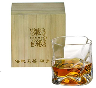 GOUQISHUI Verre à whisky japonais en papier froissé de forme irrégulière en cristal à facettes