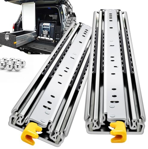 YENUO Heavy Duty Drawer Slides with Lock 12 14 16 18 20 22 24 26 28 30 32 34 36 38 40 44 48 52 56 60 Inch Full Extension Side Mount Ball Bearing Locking Rails Track Glides Runners Load 460 Lbs 1 Pair