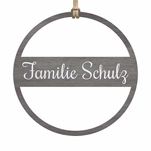 Holz Türkranz Herbst außen & innen - Holzkranz Haustür Tür Fenster - tolle Herbstdeko zum Aufhängen - Herbstlicher Dekokranz Familien Namen Schild - Herbstkränze Blätter Deko Kranz (Personalisiert)