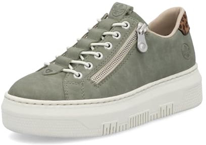 Rieker Damen Low-Top Sneaker M1952, Frauen Halbschuhe,Freizeitschuhe,Turnschuhe,Laufschuhe,straßenschuhe,Strassenschuhe,grün (52),39 EU / 6 UK