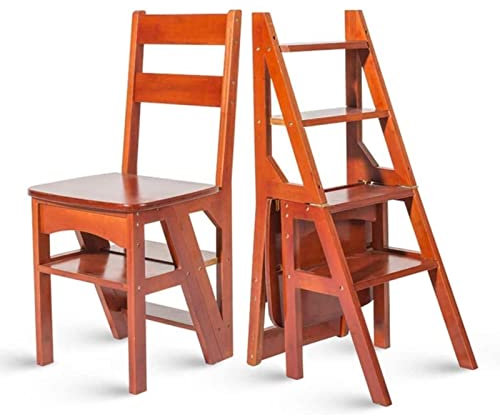 CHEMYO Klappleiterstuhl Klappleiter Hocker Trittleitern Holz Regiestuhl Massiv Klapptrittleiter Holz Schwerlastbetttritthocker für Hochbetten