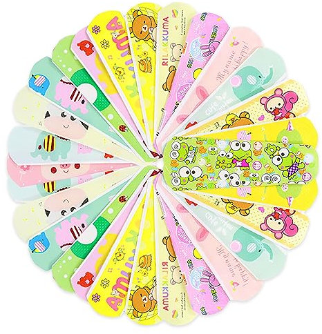 100x Bunte Kinderpflaster, Wasserabweisende atmungsaktive niedliche Cartoon, Cartoon Kinder Pflaster Kinder Bandagen Mädchen Pflaster, Kinderpflaster wasserabweisend Latexfrei Hypoallergen Bunte