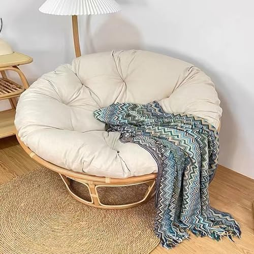 Papasansessel Kissen, Kissen für Hängesessel, wasserdichte Kissen Rund, Stuhlkissen Outdoor, Sitzkissen Gartenstuhl, GebrochenesWeiß, 40CM