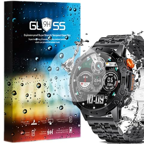 MBROS Compatibile per [3 Pezzo Protettive] 9H Vetro Temperato Pellicole Protettive Compatibile per ESFOE Smartwatch Uomo 1,43 (3 Pezzo)