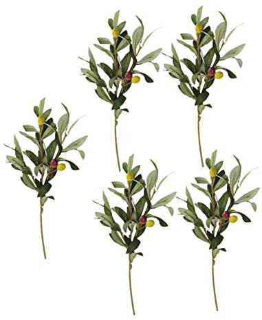 Cabilock 5 Piezas Rama de Olivo Artificial Ramas de Olivo de plástico Decoraciones de Boda Planta decoración simulación de Oliva Falso Tallo de Rama de Olivo Olivos Decorar