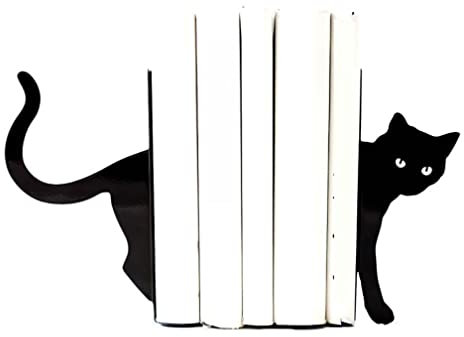 Buchstütze buchstütze kinder Dekorative Katzen-Buchstützen Aus Metall, Buchhalter, Rutschfestes Bücherregal, Eisenkunst, Schwarzer Ständer, Unterstützung Für Zeitschriften, CD-Organizer Bücherstützen