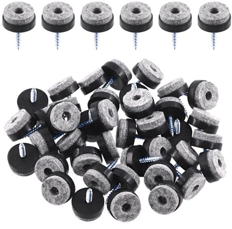 Swpeet - Juego de 40 almohadillas redondas de fieltro para muebles, 20 mm, antideslizantes, antiarañazos y atornilladas para patas de madera de silla, mesa, sofá