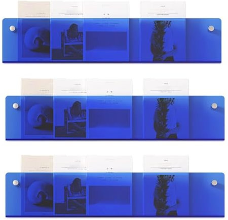 Bücherregal für Kinder, Wandregal für Schlafzimmer, Kinderzimmer, Spielzimmer, Zeitschriftenhalter aus blauem, klarem Acryl für Wohnzimmer, Badezimmer und Ecke, 8,5 x 11 großer Broschürenhalter (Far