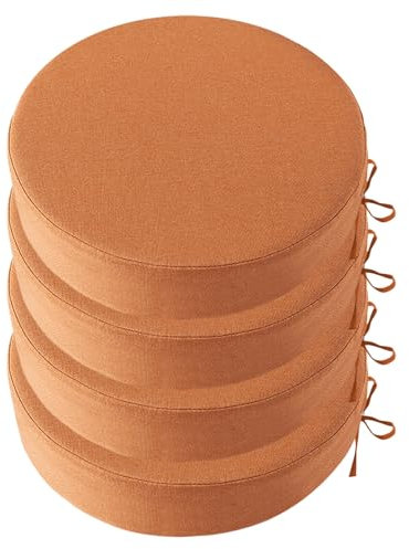 Heavyoff 4er Set Stuhlkissen Polsterauflage wasserdicht Gartenstuhlauflagen Rund Sitzauflagen Sitzkissen für Haus und Garten Orange, 40x40x5cm