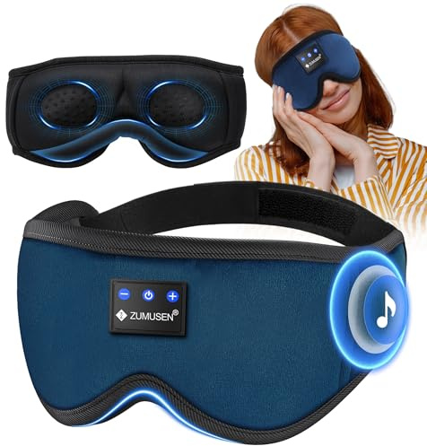ZUMUSEN Schlafmaske mit kopfhörer Schlafkopfhörer Bluetooth V5.4 Kopfhörer 3D Nachtmaske, 100% Lichtblockierende Atmungsaktive Schlafbrille mit Verstellbares für Nickerchen,Meditation,Reisen