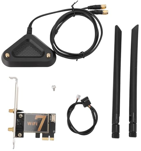 PCI Express WiFi 8DB Antena WiFi7 Tarjeta de Red 5.4, Adaptador Inalámbrico de 8GHz 8774Mbps, para PC de Escritorio Portátil (con Base de Antena extendida Desmontable)