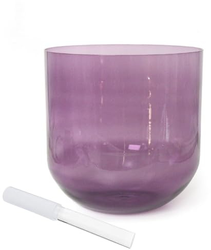Ciotola for chakra Alchemy viola trasparente da 6 pollici, ciotola sonora for ciotola di cristallo, regalo for meditazione yoga e guarigione sonora, con percussore acrilico gratuito e anello di tenuta