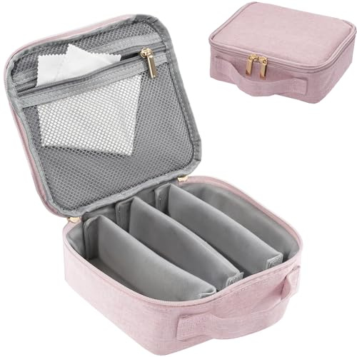 Lolalet Travel Sunglasses Case, 7 Slots Hard Traveling Sunglasses Organizer Bag Multiple Pairs Portable Carrying Eyeglasses Eye Wear Glasses Storage Holder for Men Women -Pink