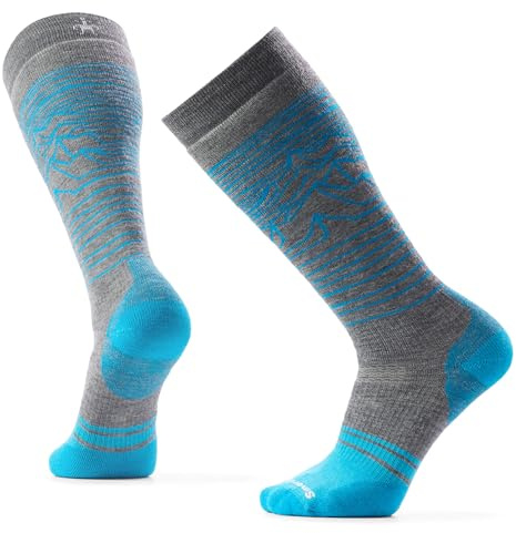 Smartwool, Men's, Snowboard Full Cushion Iguchi Pattern Over-the-Calf Socks, Medium Gray, X-Large