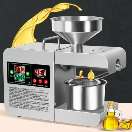 Presse à huile électrique automatique, presse à huile essentielle, extracteur d'huile de noix en acier inoxydable 304, extracteur d'huile de graines à froid et chaud 820 W, pour cuisine commerciale