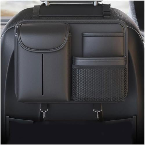 LJHGYUOAYT Auto-Rücksitz-Organizer Für Mercedes Benz SLK R170 R171 R172, Aufbewahrungstasche für den Rückenlehnenschutz aus Pu-Leder mit faltbarem Tablettzubehör,A/Black