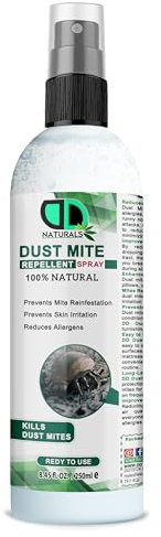 100% Natural Dust Mite Repellent for Non-Toxic Formula for Home, Reduces Allergens,Improves Respiratory Health,Prevents Skin Irritation,Long-Lasting Protection (250ml Spray)