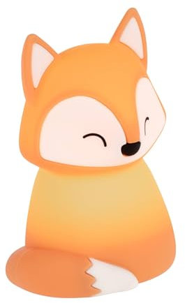 Eglo Lampada da notte a LED Castellino, luce notturna comodino batteria, decorazione per la cameretta dei bambini, funzione touch, forma di volpe, arancione, colore luce: bianco caldo, RGB