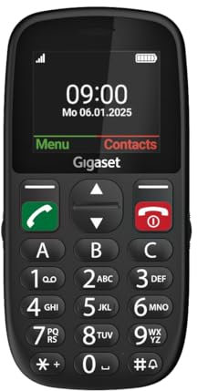 Gigaset GL395 Mobiltelefon – einfache Bedienung für Senioren, große Tasten & SOS-Notruftaste – Staub- & spritzwassergeschützt IP44 Schutzklasse – ohne Vertrag – 2,2 Zoll TFT-Farbdisplay, Schwarz