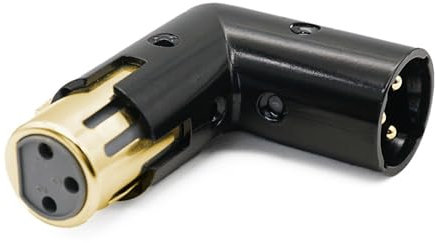 NOLOWY Adaptador de 3 pines macho a hembra de 3 pines para micrófonos en ángulo recto, adaptador auditivo para profesionales de sonido