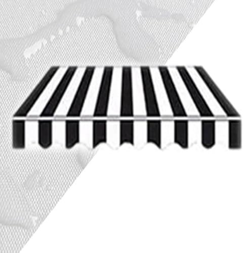 IMUNKT Markisenbespannung Wasserdicht 2m 2.5m 3m 4m Ersatz-Markisenstoff Canvas Gelenkarmmarkise Ersatzteile Draussen Sonnenschutz, Nur Stoff(Black White,3.5x2.5m/11.5x8ft)