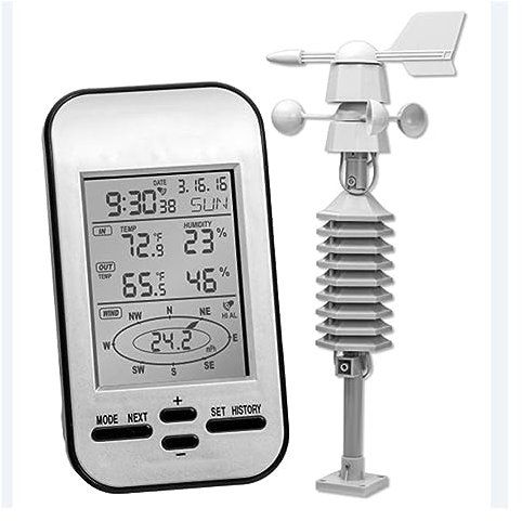 Sensore di velocità e direzione del vento, stazione meteorologica wireless, anemometro, sensore di velocità e direzione del vento, misuratore digitale di temperatura e umidità per il raffreddamento
