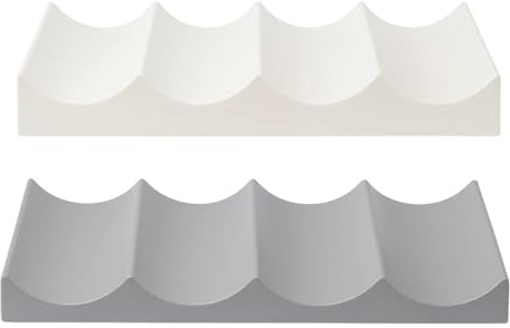 QhgPnt 2 Pcs Fridge Wine Rack, Stackable Non-Slip Refrigerator Bottle Holder, Compact Wine Bottle Storage for Kitchen, Table, Pantry, Fridge, White and Grey