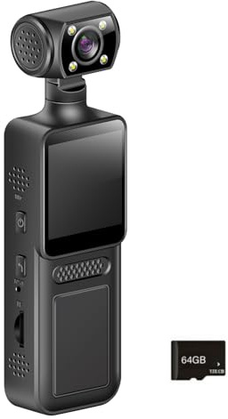 Morain Caméra de sport portable 4K à 180 degrés avec écran LCD de poche, caméscope de voyage, vélo, enregistreur de nuit