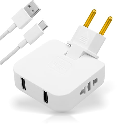 GAEVAZ® Ladrón Enchufes Plano y Extraplano con USB (Pack 3) – Enchufe Plegable de Pared 16A 250V – Regleta Compacta para Espacios Reducidos – 2 Puertos USB (3 Unidades)