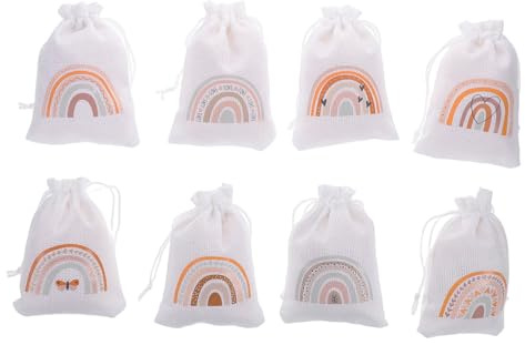 ORFOFE 8 Bunte Jutesäckchen mit Kordelzug aus Baumwolle Sichere Aufbewahrung und Boho Stil als Geschenktüten für Partys und Feiertage