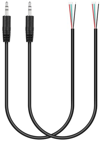 PATIKIL 1FT 3.5mm 1/7 Male Jack to Bare Wire Open End, 2PCS TRS 4 Pole Stereo Plug Audio Cable for Speaker Headphone Headset Earphone Electric Guitar Bass Keyboard Amplifier, 4 Colors