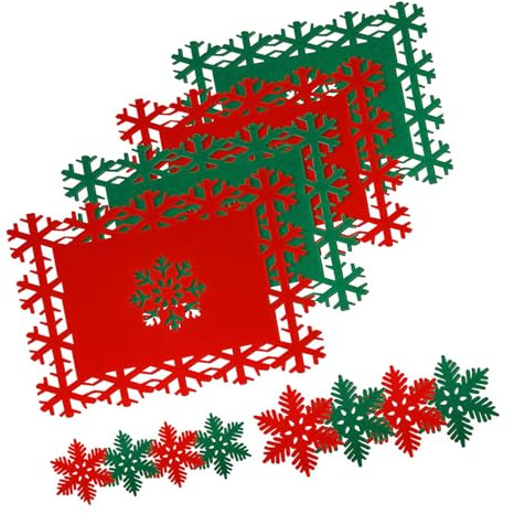 Xinsheinelry 12 Tovagliette in Feltro per Le FESTIVITÀ Natalizie Comode Tovagliette A Forma Fiocco Neve Accessori La Cena in Famiglia A Tema Natalizio Decorazione La Tavola delle Vacanze