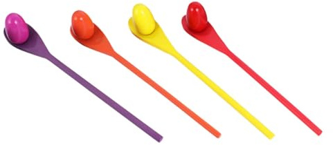 VICASKY Wooden Egg and Spoon Race Game Balance Training Toy 4 Set for Kids and Adults Random Color with Assorted Colour Spoons and Eggs , Fun Contest and Birthday Outdoor Relay Racing