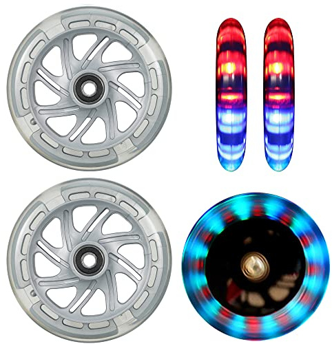 Roller Ersatzrad 120mm mit LED Blinker und ABEC-9 Kugellager, 2 Stück, Schwarz, für Micro Globe Scooter