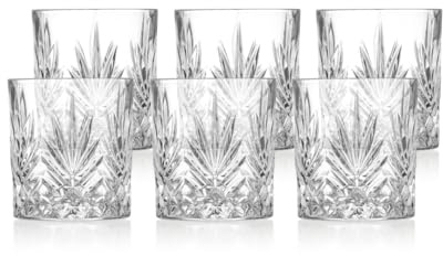 klink LONDON Mayfair Crystal Glass Tumblers – Set of 6 Lead-Free Crystal Whisky & Cocktail Glasses, 350ml Vintage Cut Drinking Glasses, Dishwasher Safe