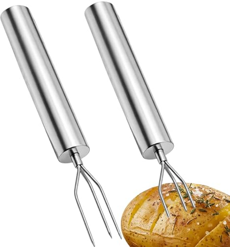 Tenedor de carne - 2 Piezas Utensilios de Acero Inoxidable - Tenedor para Servir Alimentos - Para hogar apartamento jardín barbacoa parrilla camping picnic olla caliente buffet